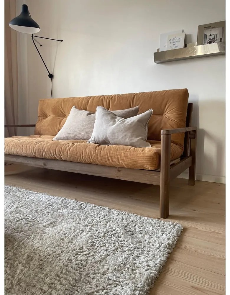 Bézs len kinyitható kanapé 205 cm Knob – Karup Design