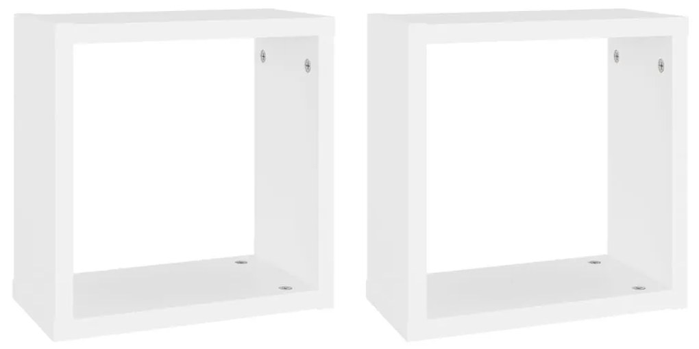 2 db fehér fali kockapolc 30 x 15 x 30 cm