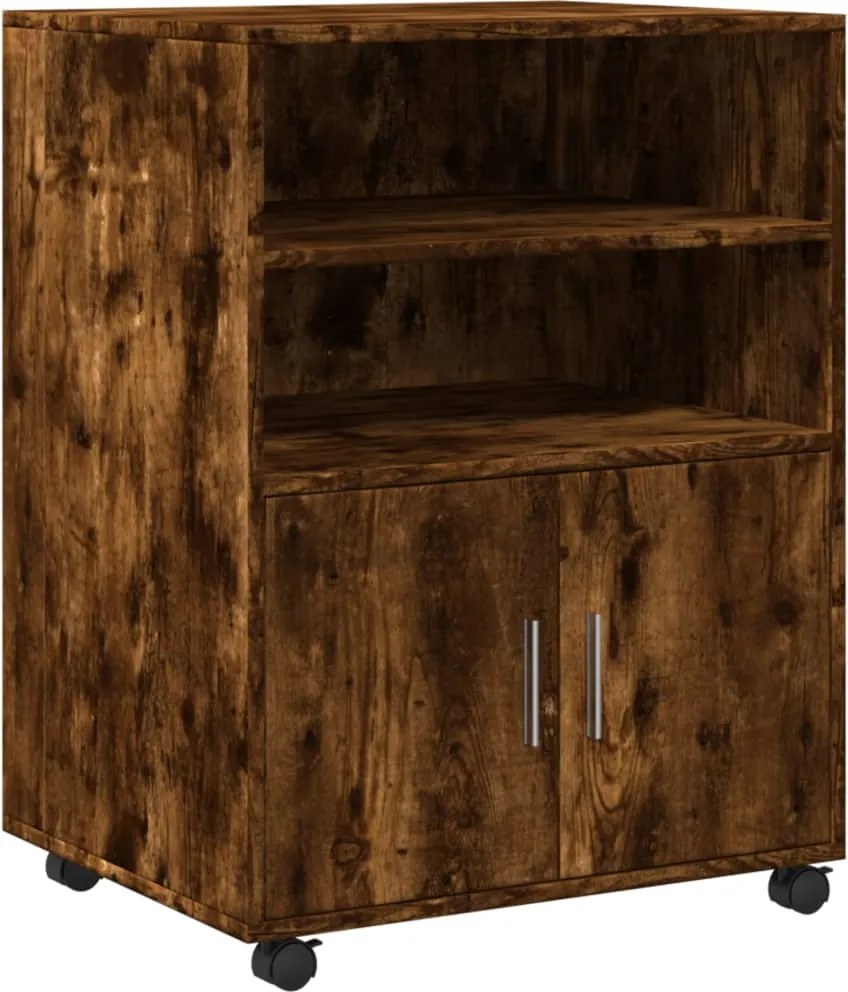 vidaXL füstös tölgy színű szerelt fa kerekes szekrény 60 x 48 x 81 cm