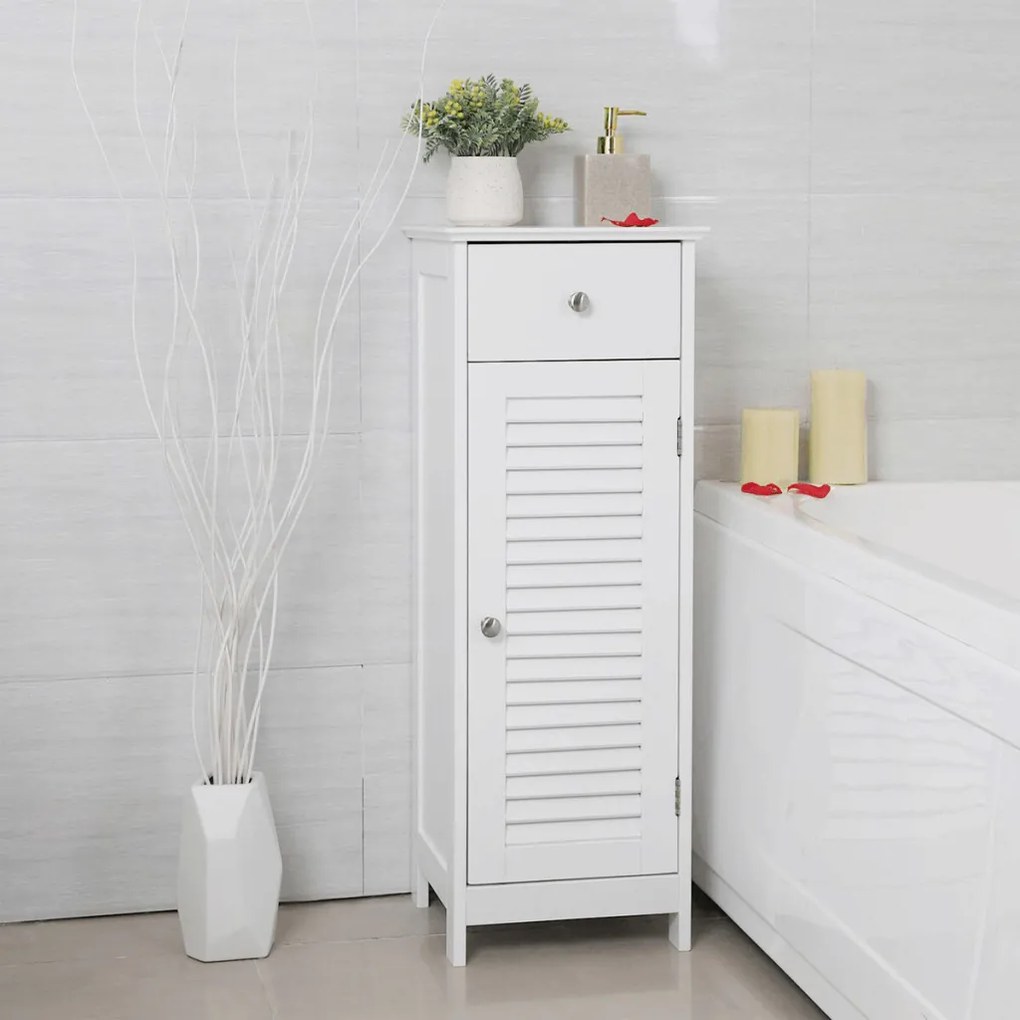 Fehér fürdőszobai szekrény AUK-E1143 WT, 32×30×87 cm