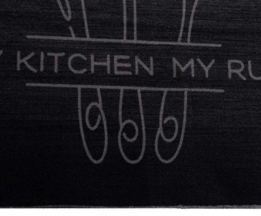Konyhai szőnyeg Fekete 180 x 60 cm Bársony