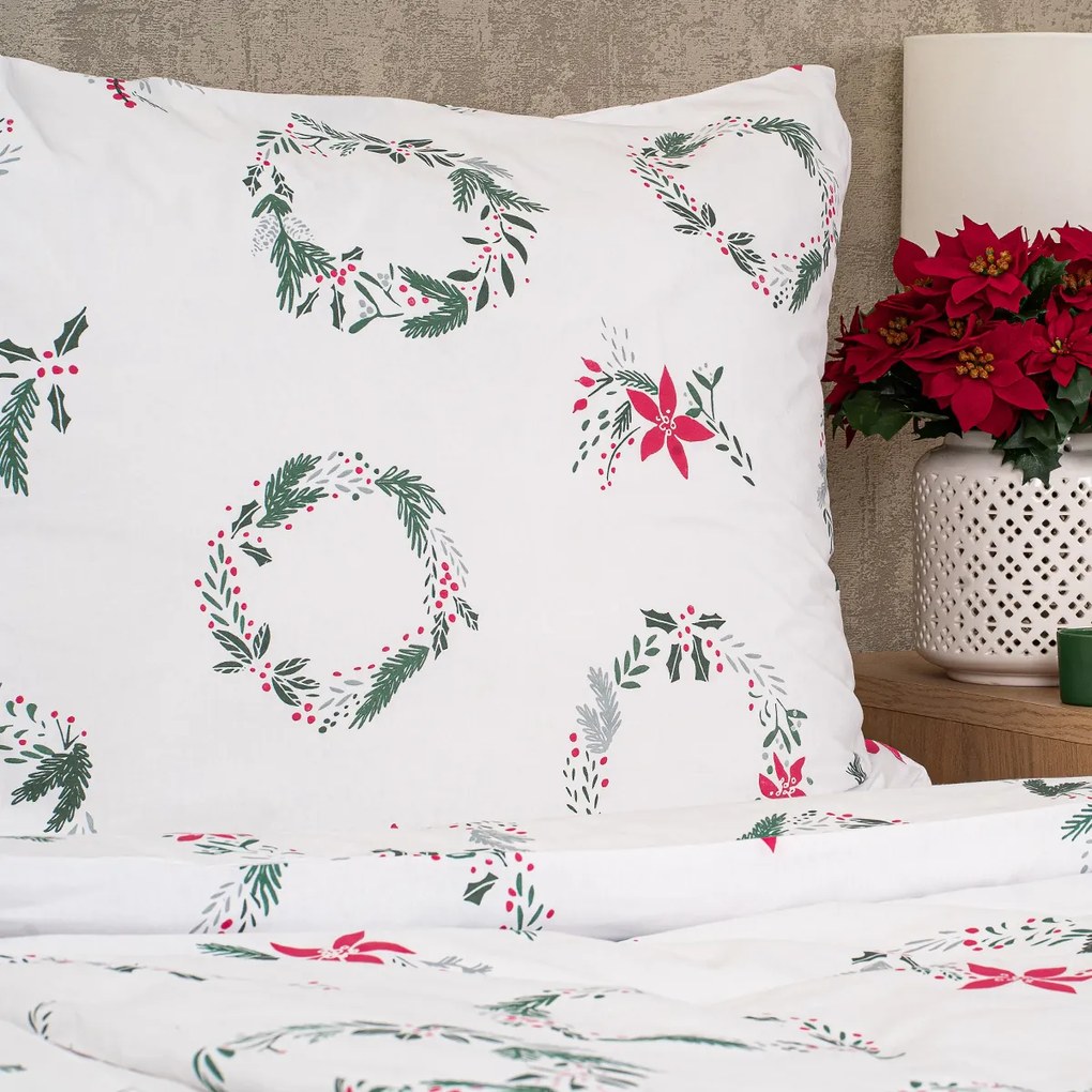 4Home Christmas holly karácsonyi pamut ágyneműhuzat, 140 x 220 cm, 70 x 90 cm, 140 x 220 cm, 70 x 90 cm