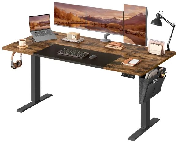 Magasságban állítható íróasztal SOLEA-X barna/fekete