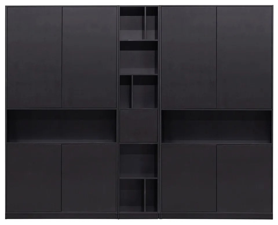 Fekete borovi fenyő moduláris könyvespolc 260x210 cm Finca – WOOOD