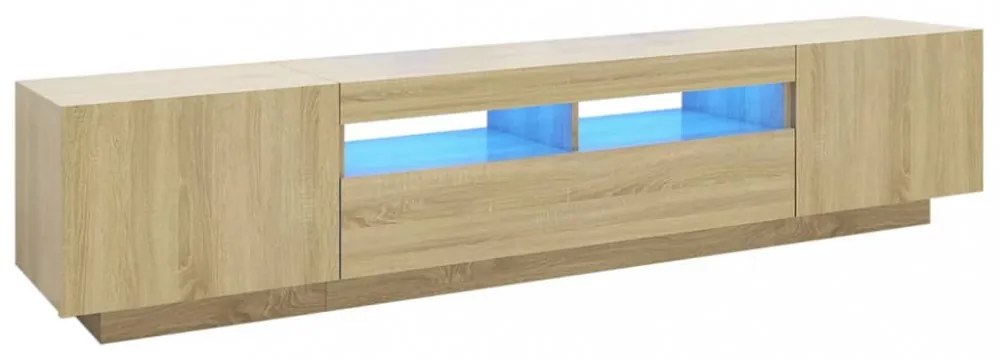 sonoma tölgy színű TV-szekrény LED-lámpákkal 200 x 35 x 40 cm