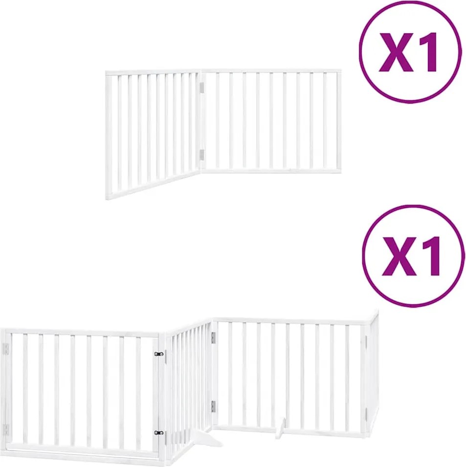 vidaXL fehér nyárfa 6 paneles összecsukható kutyakapu ajtóval 480 cm