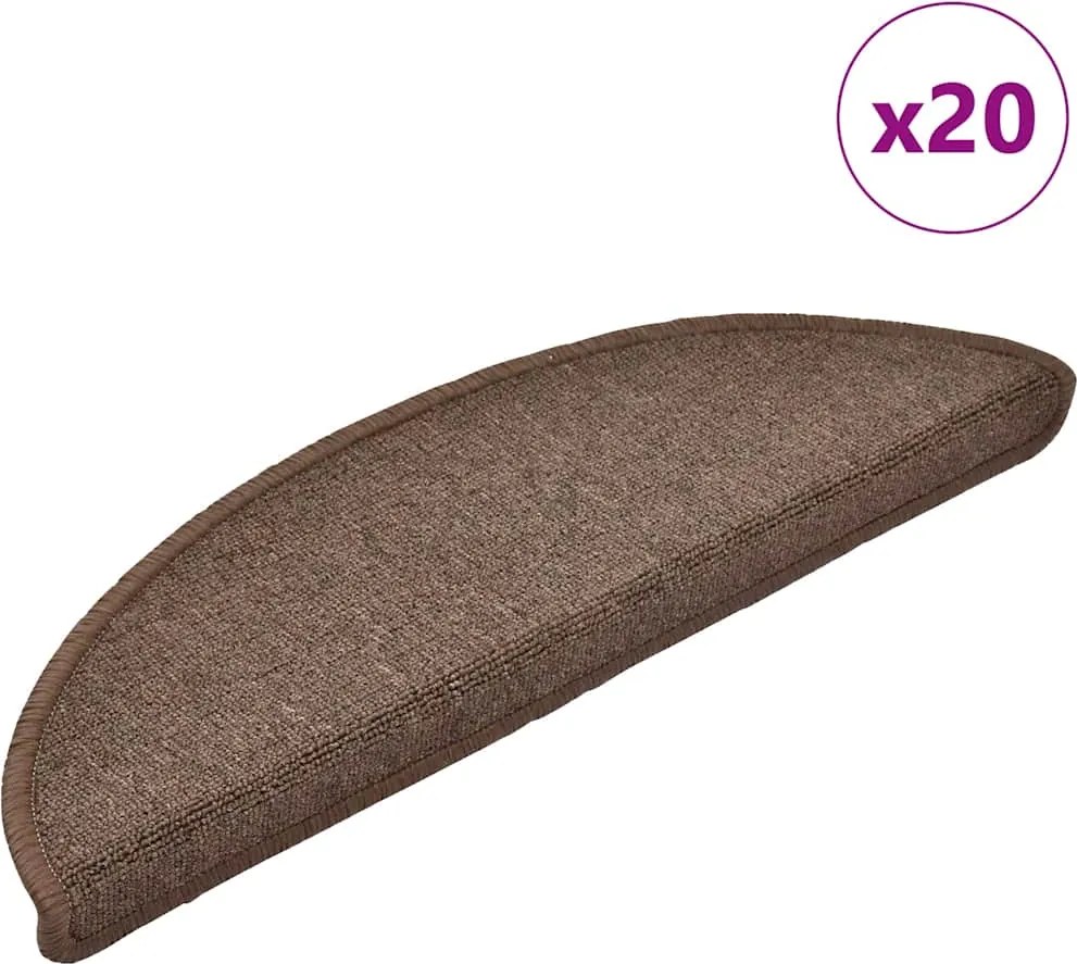 vidaXL 20 db-os lépcsőszőnyegek 56 x 17 x 3 cm kávébarna félkör alakú