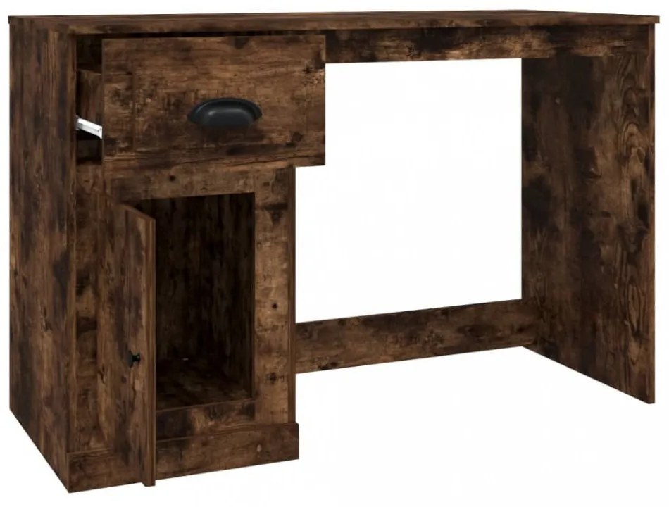 füstös tölgy színű szerelt fa íróasztal fiókkal 115x50x75 cm