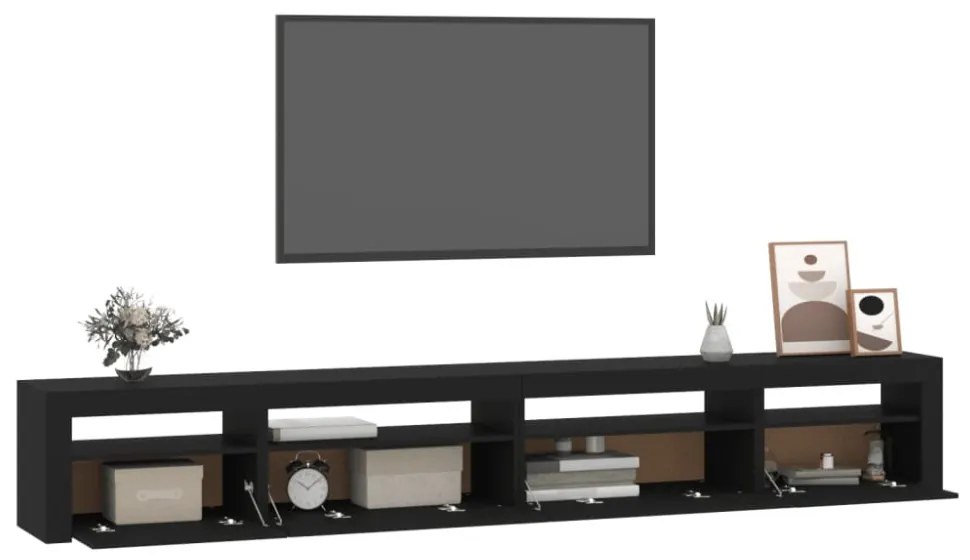fekete TV-szekrény LED-világítással 270x35x40 cm