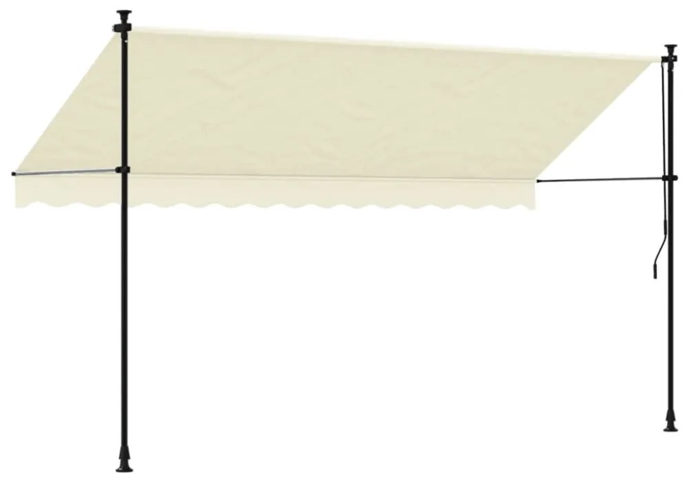 krémszínű szövet és acél feltekerhető napellenző 350 x 150 cm