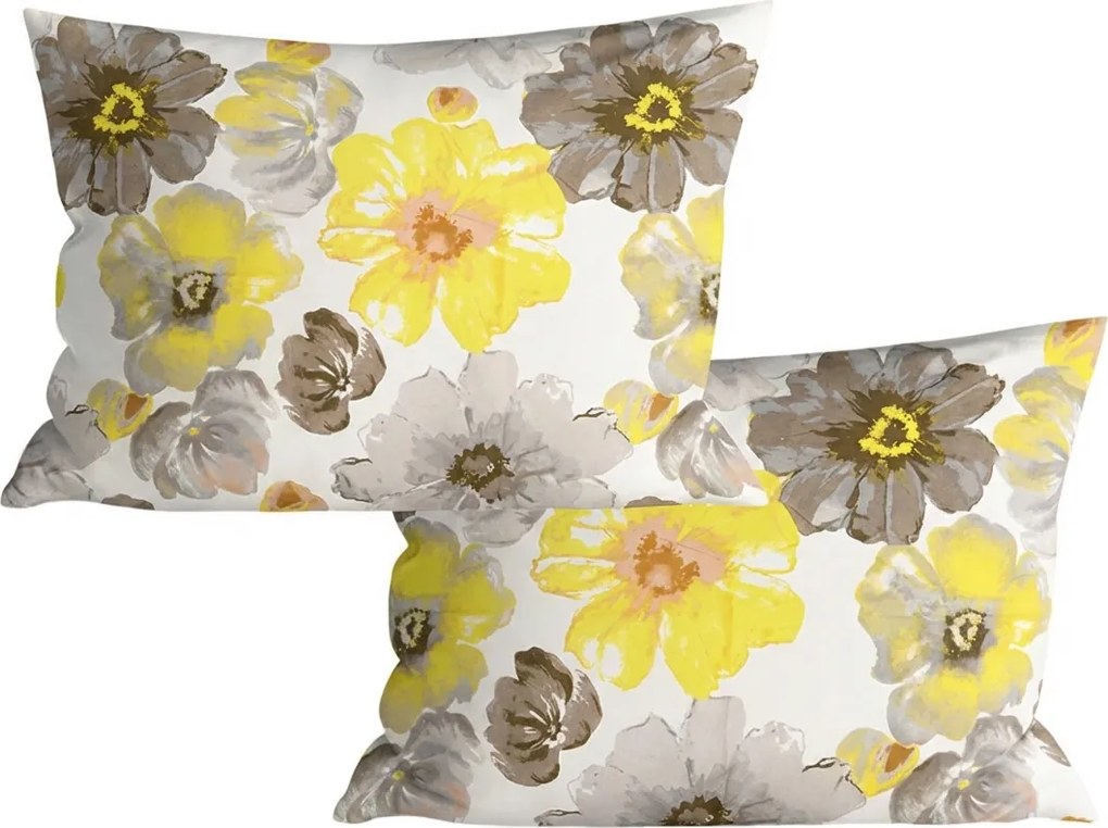 2 db mikroszálas díszpárnahuzat szett FEONELLE 50x70 cm, sárga-szürke