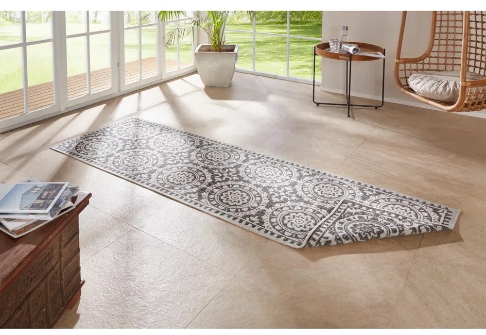 Jardin szürke-krémszínű kültéri szőnyeg, 80 x 350 cm - NORTHRUGS