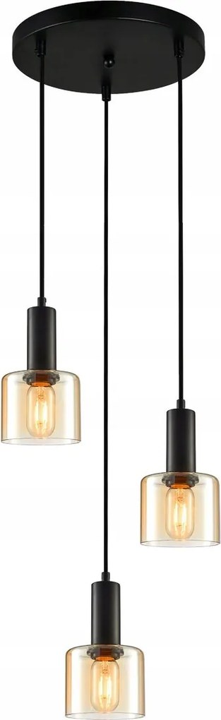 Függőlámpa Santia PND-65342-3A-BK+AMB Italux Modern mennyezeti lámpa