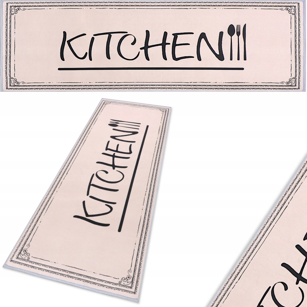 Konyhai Járólap Bézs 50X180 Vintage Konyhai Szőnyeg Gumis