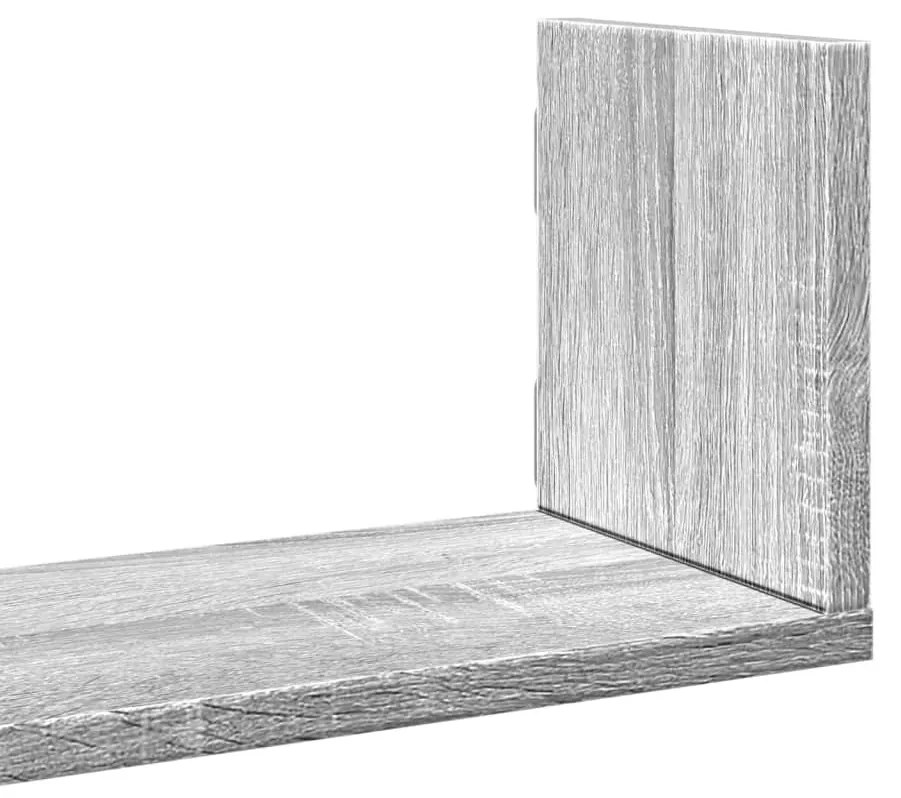 3 db szürke sonoma színű szerelt fa fali polc 58 x 18 x 18 cm