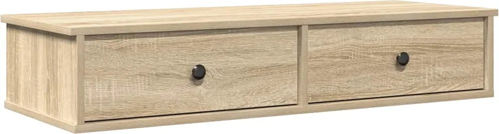 vidaXL sonoma tölgy szerelt fa falipolc fiókokkal 100 x 37,5 x 19 cm