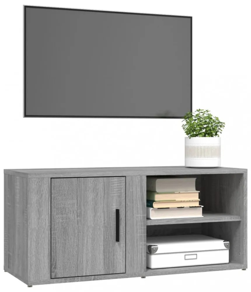 2 db szürke sonoma színű szerelt fa TV-szekrény 80x31,5x36 cm