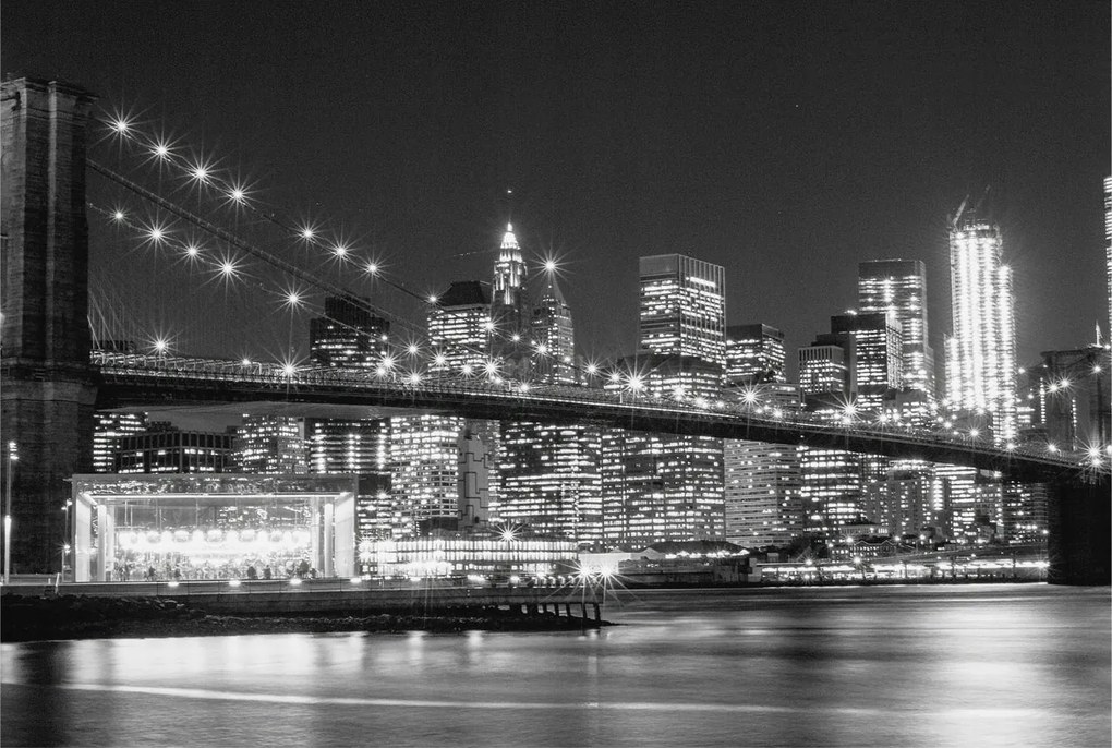 Divatos Flizelin tapéta 3D fali ragasztóval Éjszakai panoráma 104x70 Ragasztó