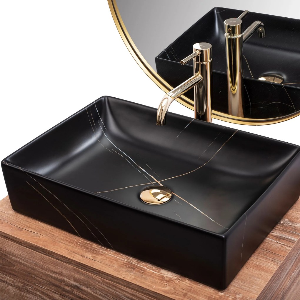 Pultos mosdó REA Inga Black Marble Mat