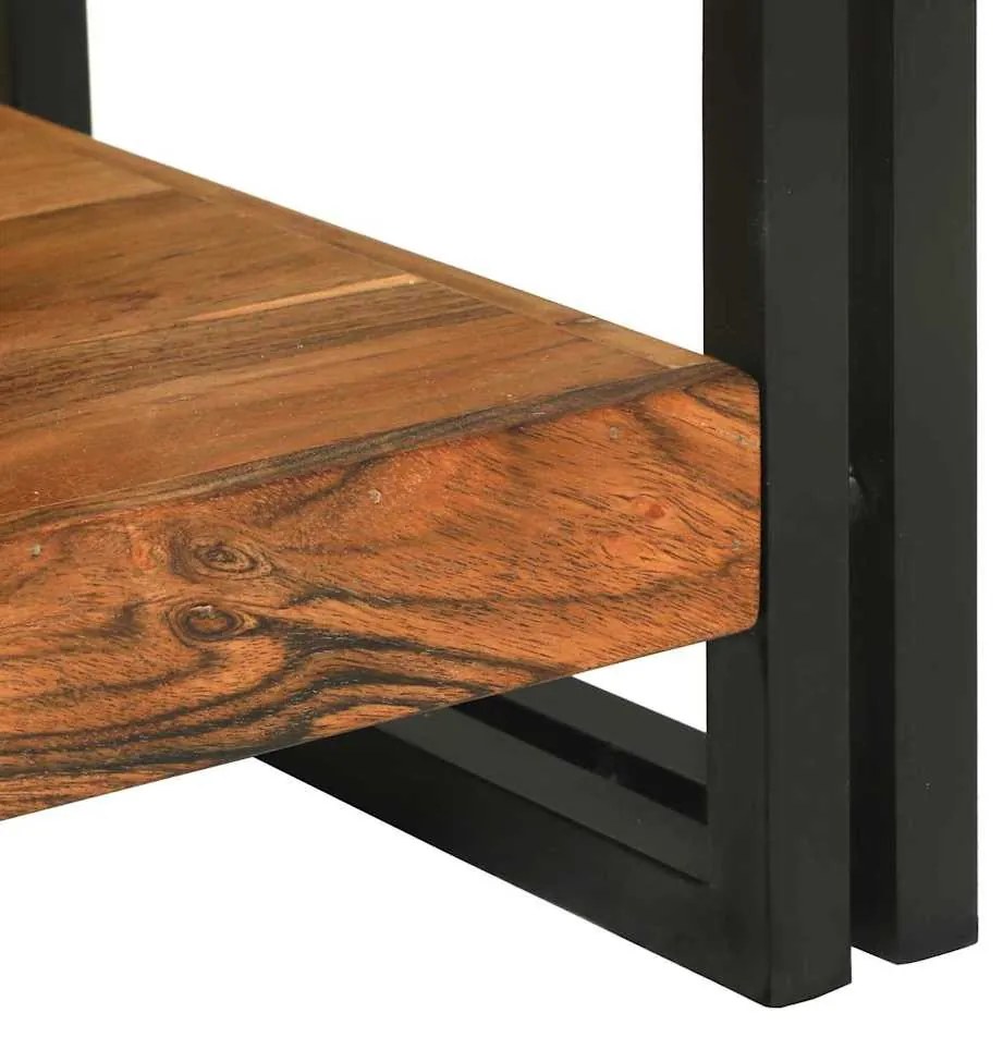 Konzolasztal polcokkal Barna 120 x 33 x 75 cm tömör akácfa