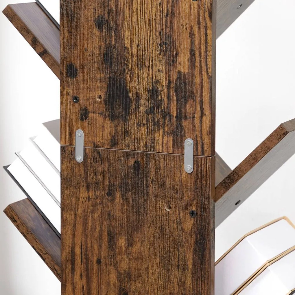 Könyvespolc, állópolc, rusztikus barna 50x25x141cm