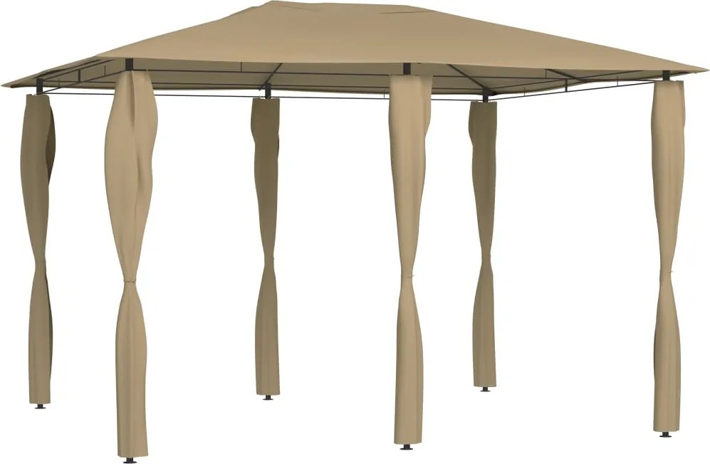 vidaXL tópszínű pavilon oszlop takarókkal 3 x 4 x 2,6 m 160 g/m²