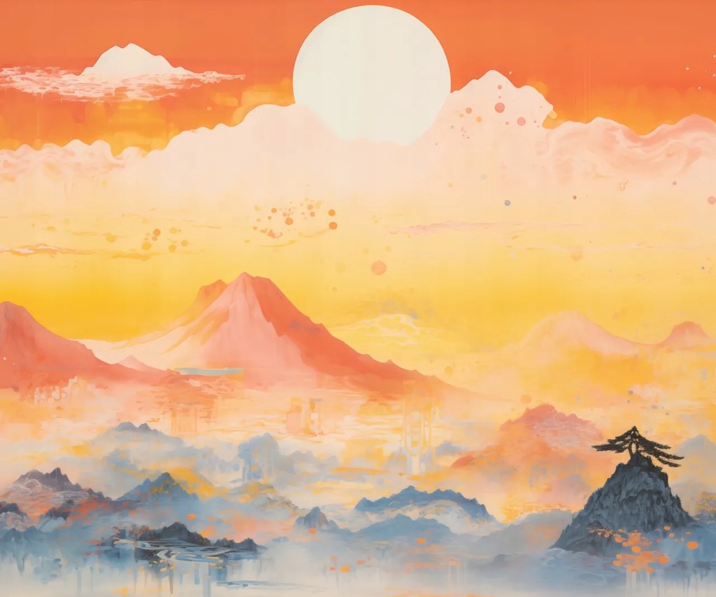 Poszter 60x50cm Hajnal a csendes hegyek birodalma felett