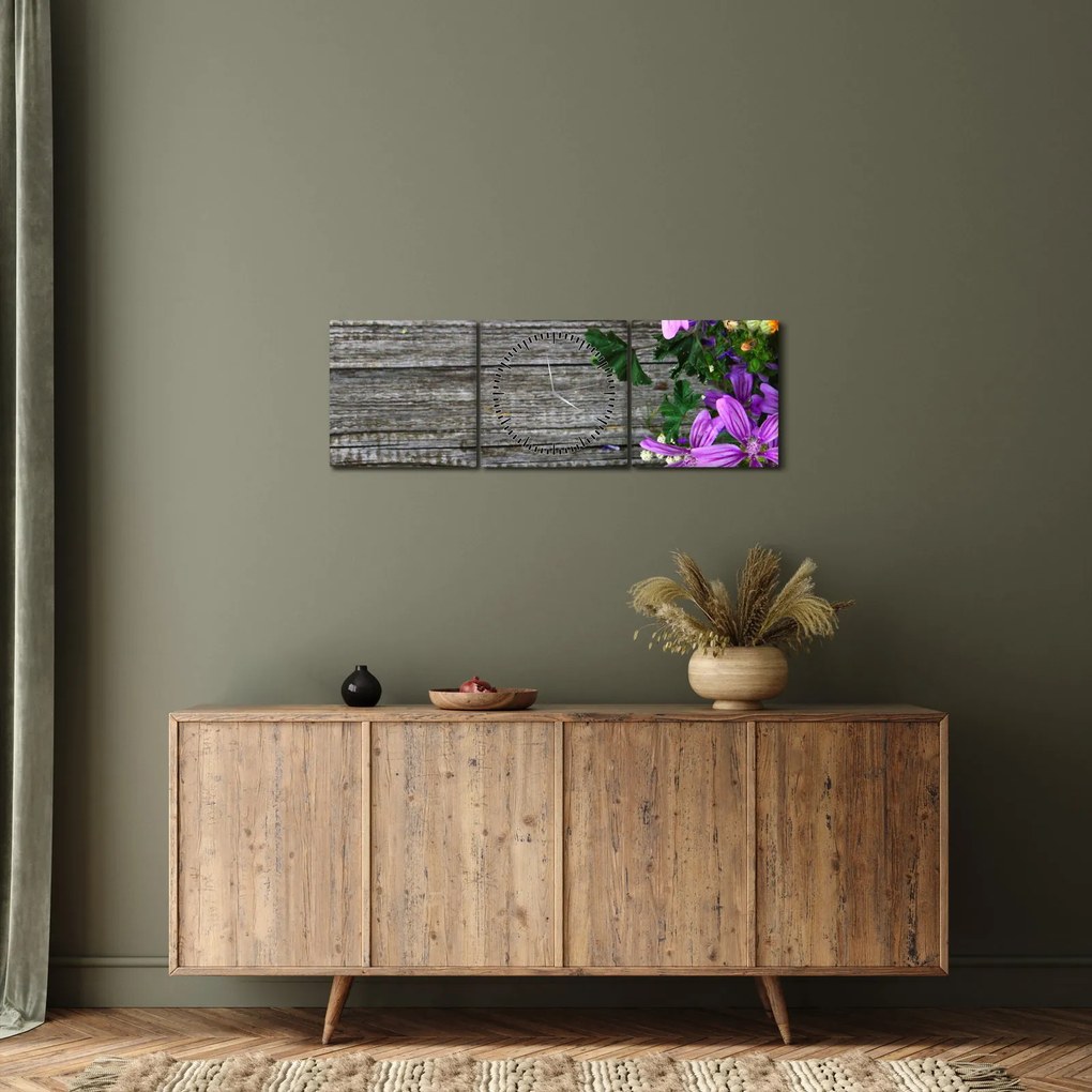 Kép - réti virágok (órával) (90x30 cm)