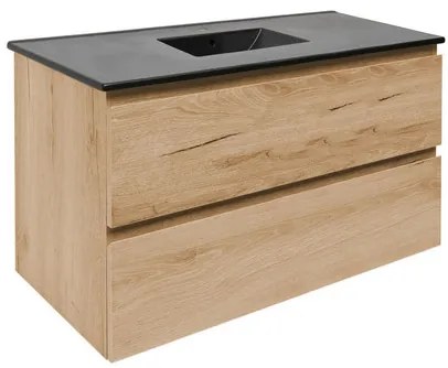 SAT B-Way Fürdőszobaszekrény mosdóval, 2 fiókos 99x50x45 cm matt tölgy BWAY2100OAKU4B