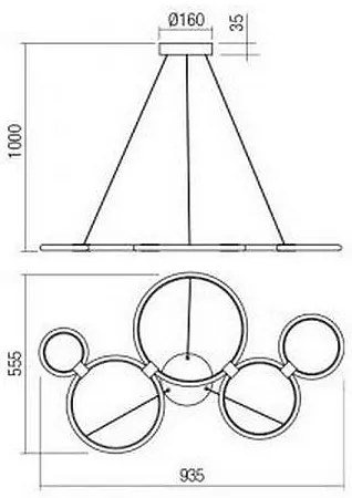 Redo 01-1742 - LED Csillár zsinóron RADIUS LED/45W/230V fehér
