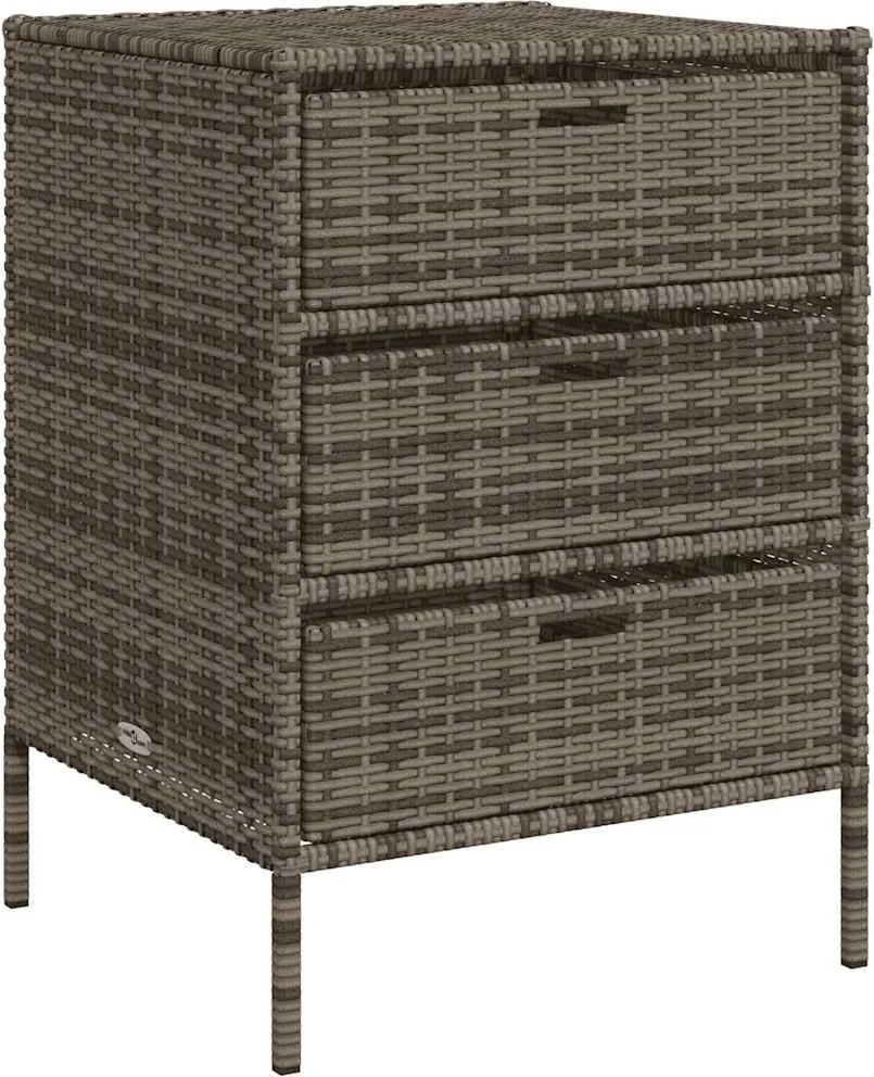 vidaXL szürke polyrattan kerti tárolószekrény 55 x 59 x 80 cm