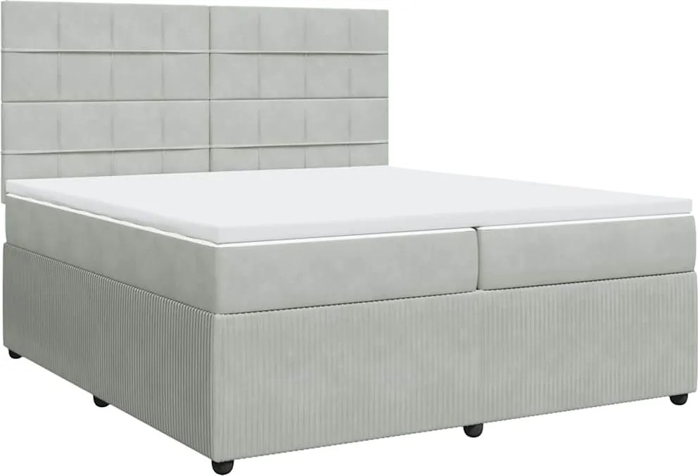 vidaXL világosszürke bársony rugós ágy matraccal 200x200 cm