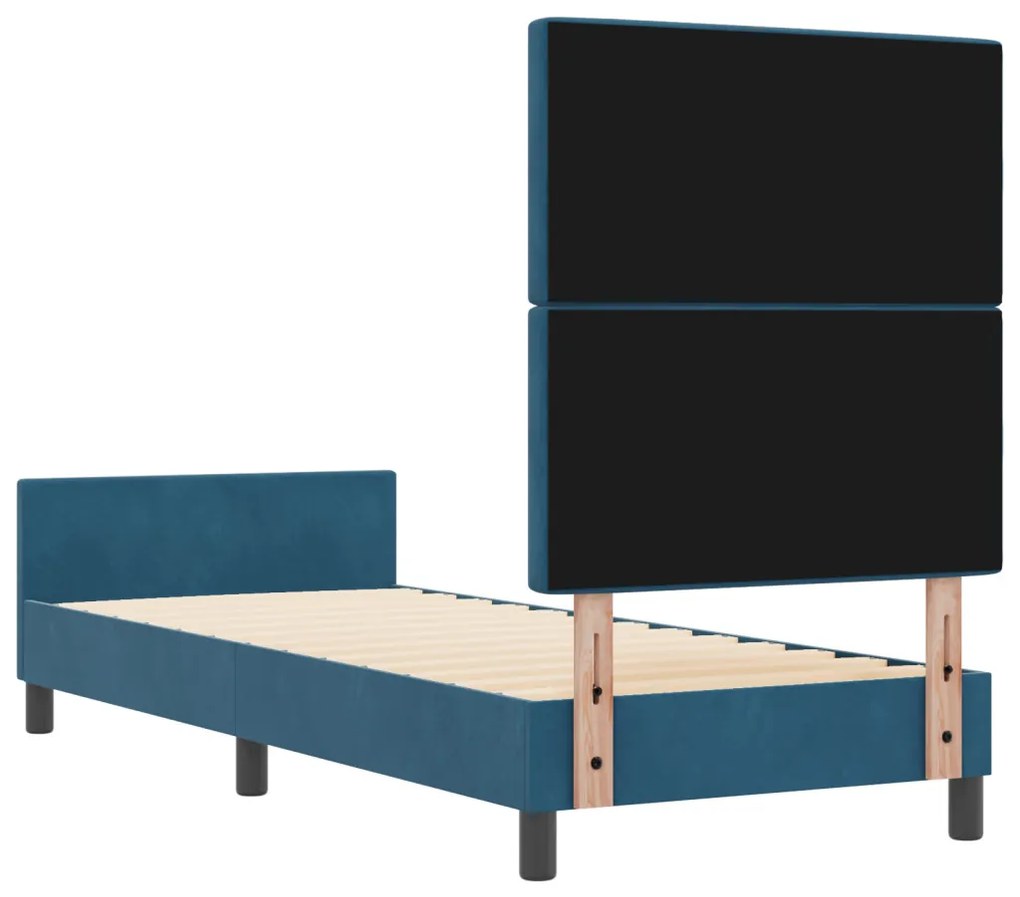 Ágykeret fejtámlával Sötétkék 80 x 200 cm Bársony