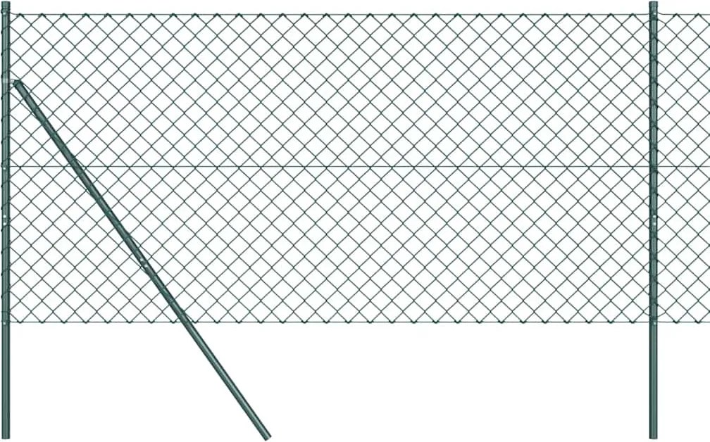 vidaXL Kerítésoszlop Zöld 25 x 1,4 m (60 x 60 mm háló) Acél és PVC