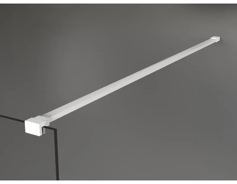 Mexen Kioto+, Walk-In zuhanyparaván polccal és akasztóval 90 x 200 cm, 8 mm átlátszó üveg fehér mintás, fehér profil, 800-090-121-20-85