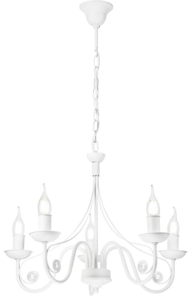 Lamkur Csillár láncon DONATO 5xE14/40W/230V fehér LA51482