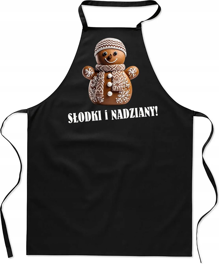 Konyhai Kötény Női férfi karácsonyi pamut nyomott mintás fekete