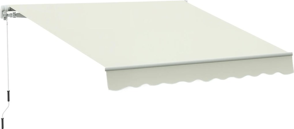 Outsunny Manuális Kihúzható Napernyő 295 x 245 cm Kültéri Terasz Napernyő Karral, Állítható Dőlésszög 45°-85°, Alumínium és Poliészter 280 g/m², Teras