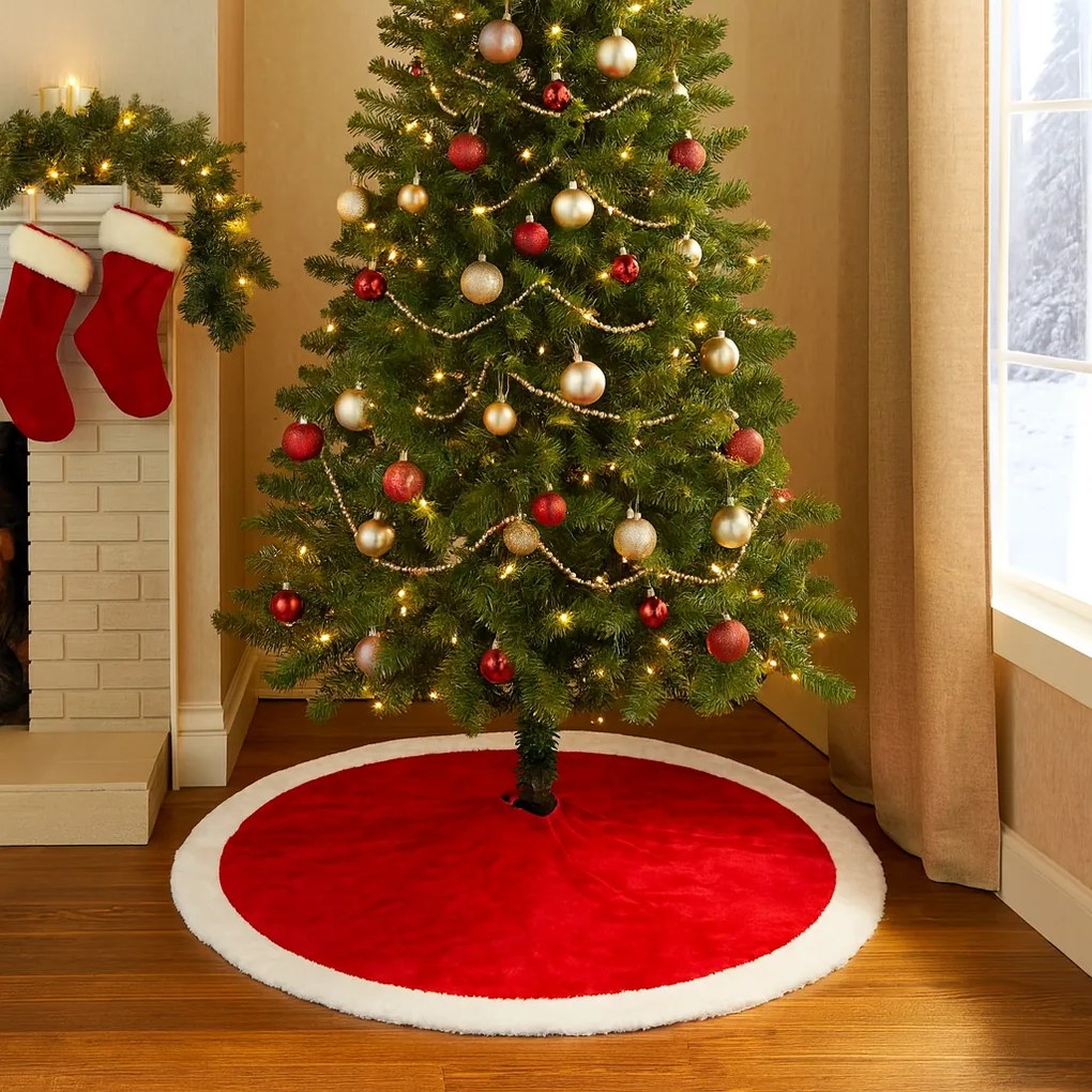 Karácsonyfa alátét RED VELVET 90 cm, piros
