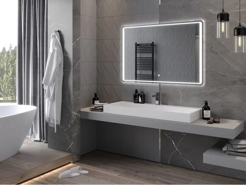 Mexen Zusa megvilágított fürdőszobai tükör 120 x 80 cm, LED 6000K, páramentes - 9808-120-080-611-00
