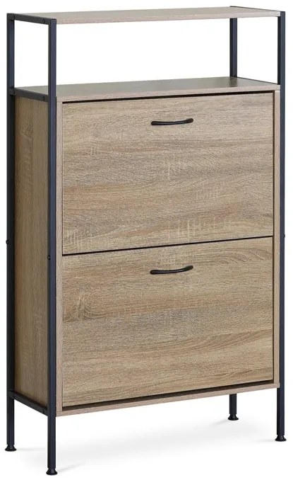 Cipősszekrény, 2 rekeszes, tölgy dekor, MDF