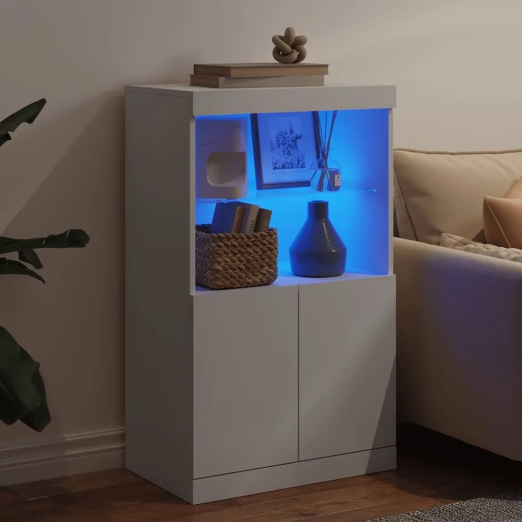 fehér tálalószekrény LED-világítással 60,5 x 37 x 100 cm