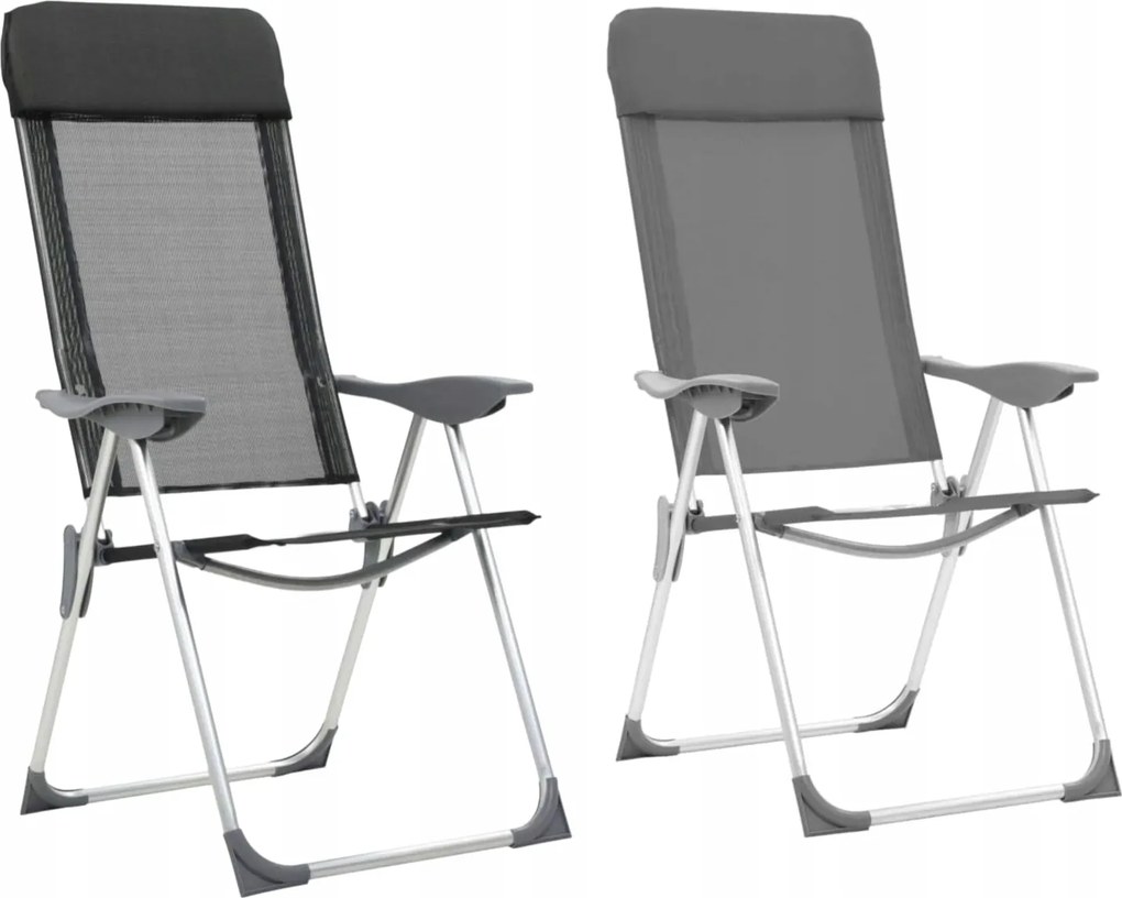 Utazószékek Összecsukható 2 db MIX Fekete-Szürke, Alumínium