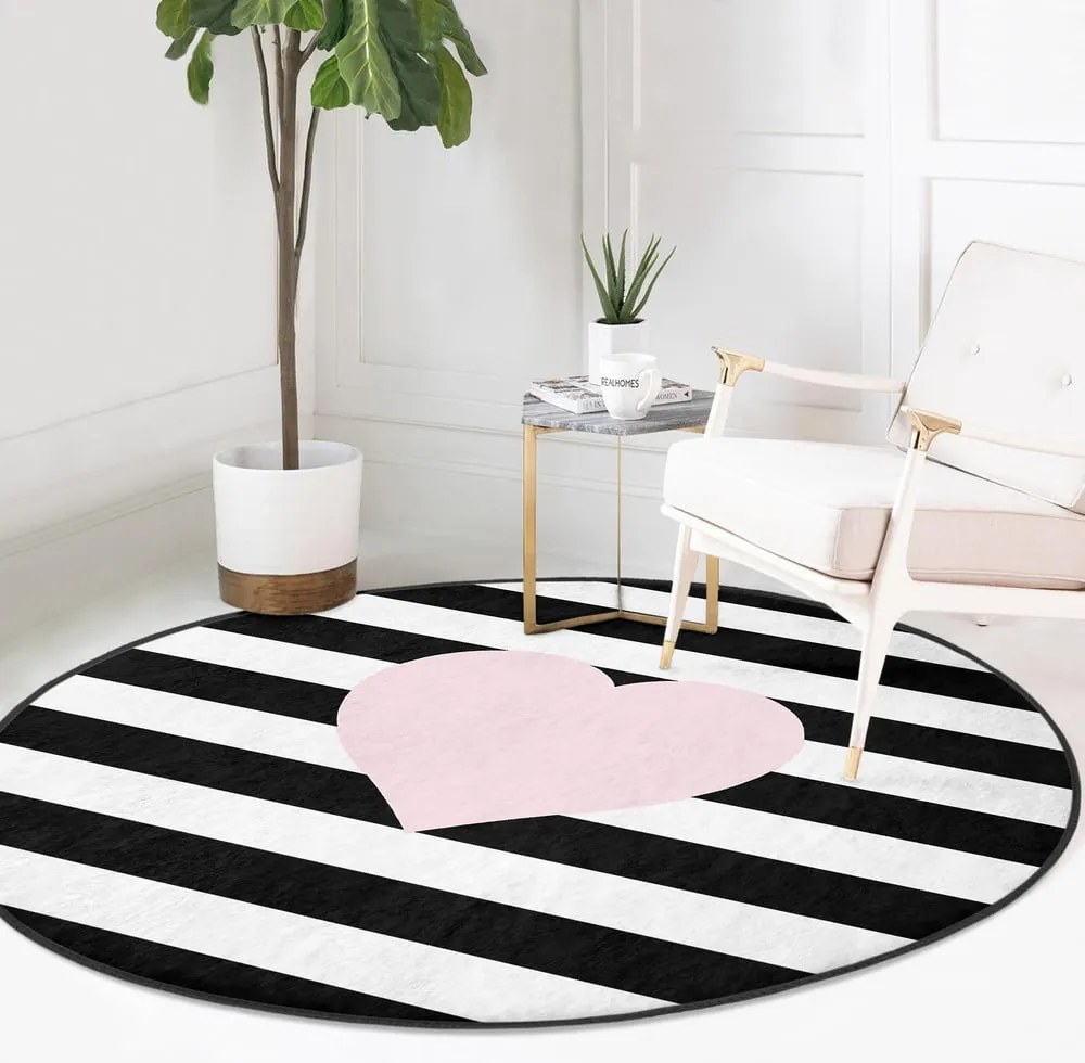 Fekete-fehér gyerek szőnyeg ø 80 cm Comfort – Mila Home