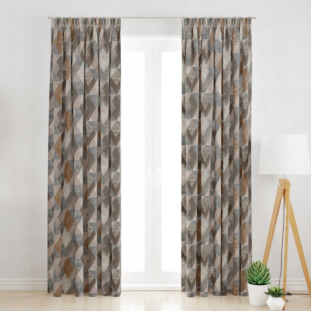 Szalagfüggöny Barna Rombuszokkal 145x180