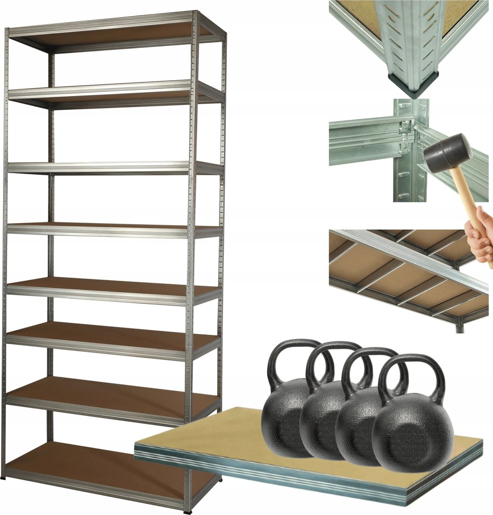 Horganyzott fém tároló állvány Helios 270x120x60cm 8Px400kg Magas