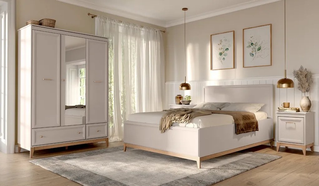 Windsor W-11 éjjeliszekrény, kasmír / természetes tölgy