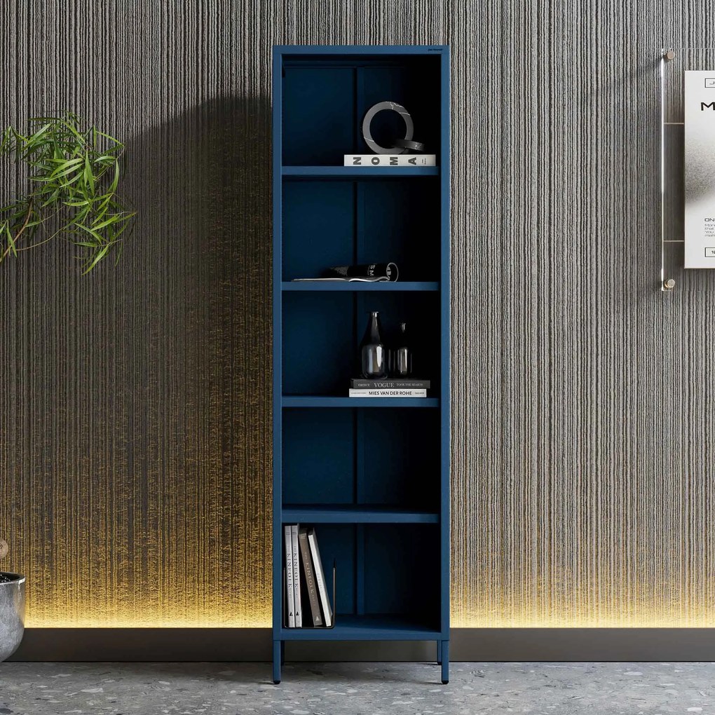 Könyvespolc MARIO, 500 x 1800 x 350 mm, Modern: sötétkék