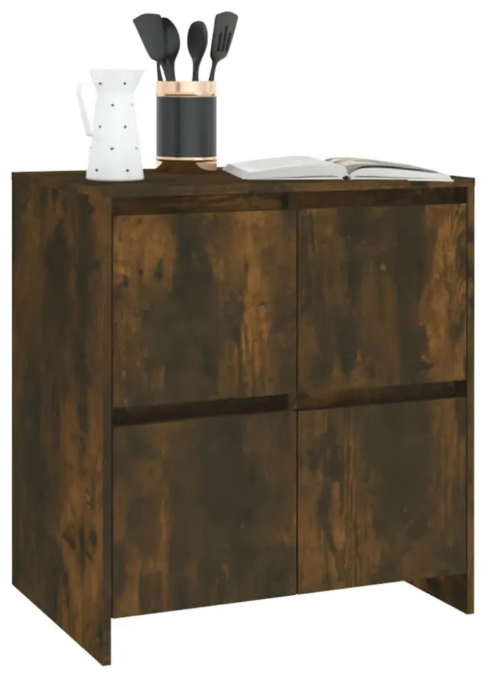 2 db füstös tölgyszínű forgácslap tálalószekrény 70x41x75 cm