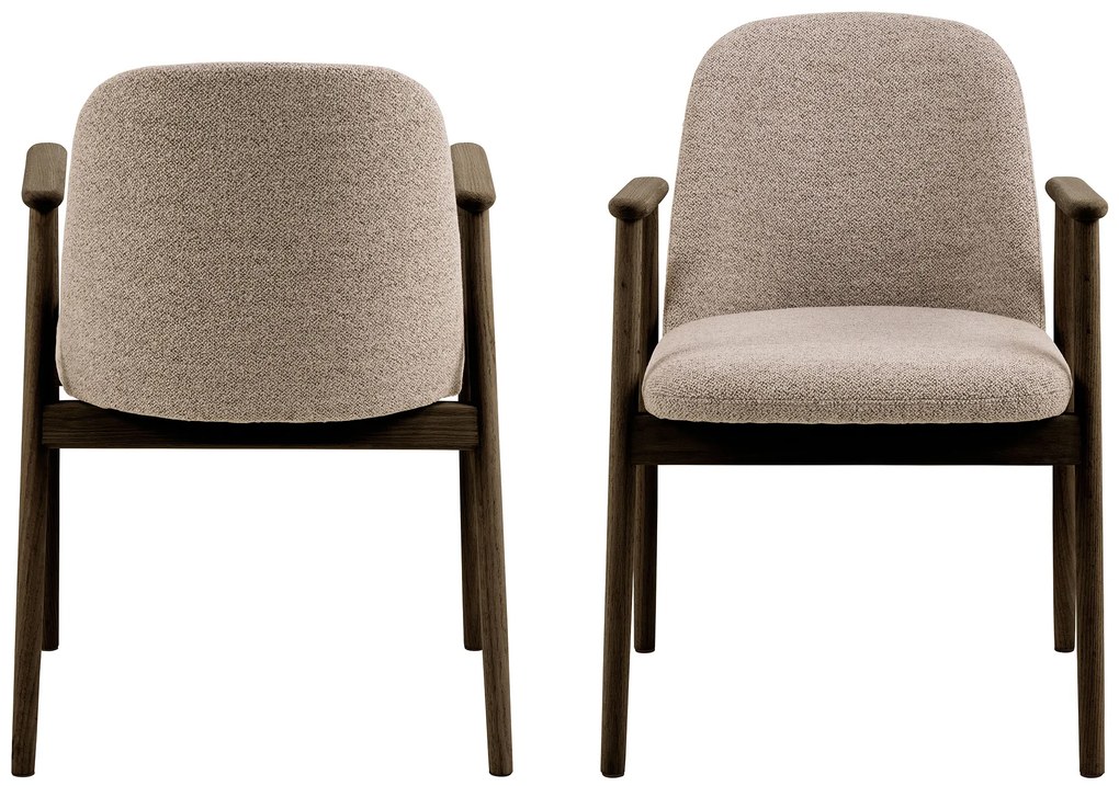 MAZZONI EXPORT RODERIC Beige Latte (Monza 60 szövet)/füstölt lakkozott tölgyfa váz - RETRO FA SZÉK BOUCLÉ NAPPALIBA ÉTKEZŐBE KONYHÁBA